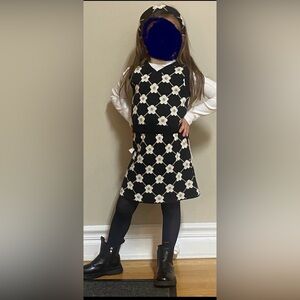 Kids Black and White Floral Knit Top Set